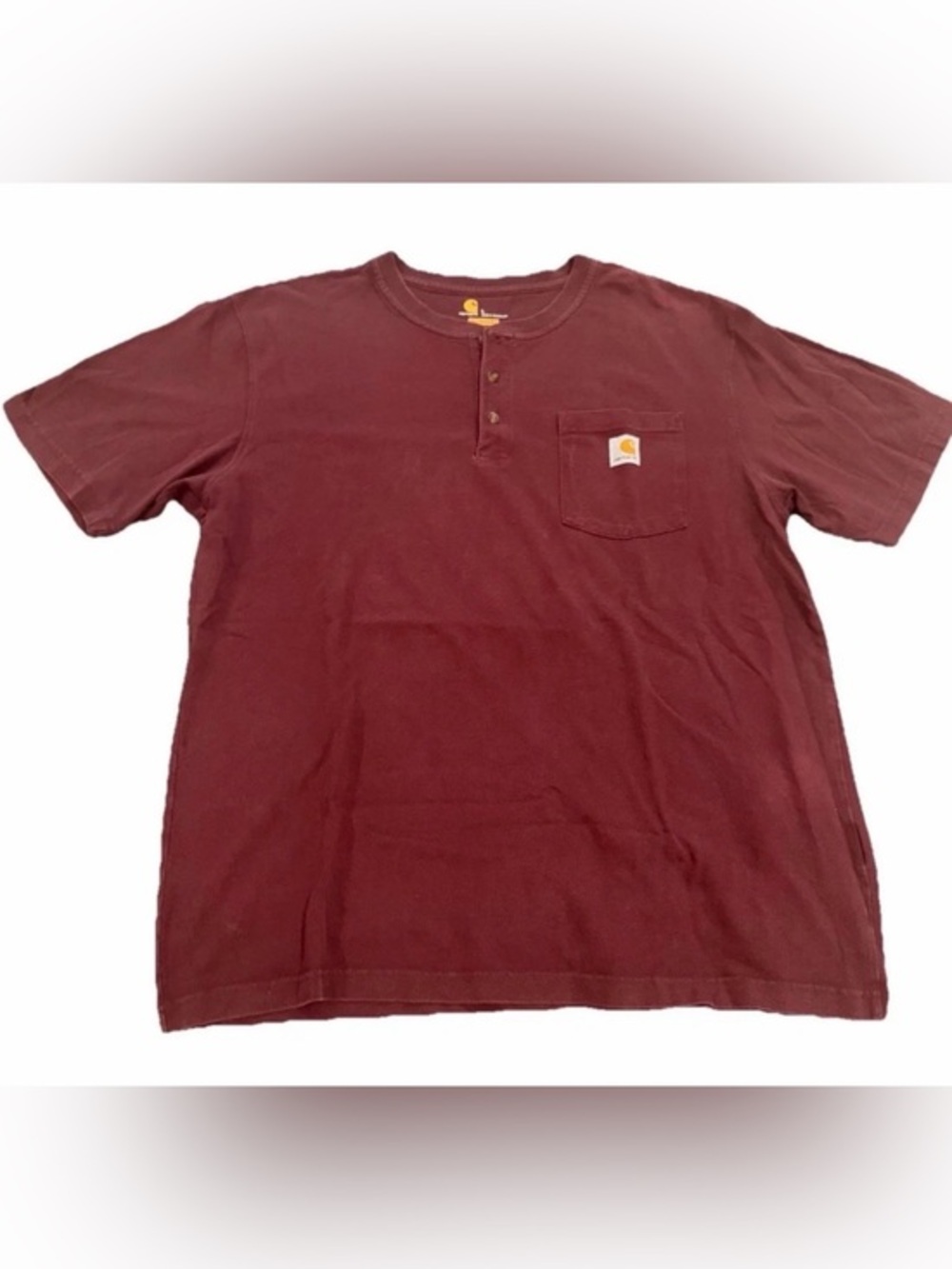 Carhartt Men's Maroon Short-Sleeve Henley Pocket Tee